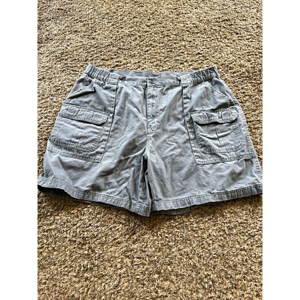 Croft & Barrow Men's Gray Cargo Shorts Cotton Canvas Flat Front Zip Pockets 42
